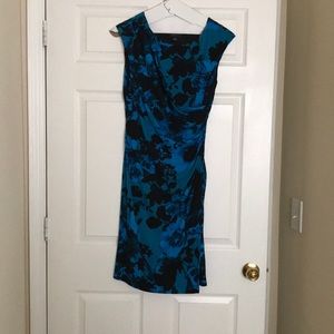 Hip hugging blue flowered dress